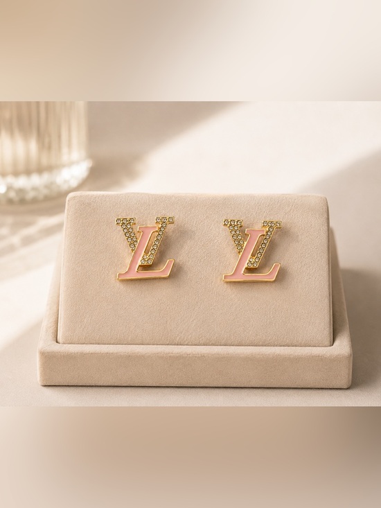 Louis Vuitton Jewelry - Louis Vuitton Pink and Gold Logo Earrings